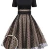 Black 1950s Polka Dot Swing Vintage Dress -BUNBUN Fancy Clothing Shop SCV008242 01 compressed