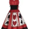 Red 1950s Strap Poker Costume Dress 1 Red 1950s Strap Poker Costume Dress -BUNBUN Fancy Clothing Shop SCV008579 1