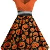 [Plus Size] Orange 1950s Costume Dress -BUNBUN Fancy Clothing Shop SCV008722