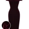 Wine Red 1960s Velvet Bodycon Vintage Dress -BUNBUN Fancy Clothing Shop SCV009605 01