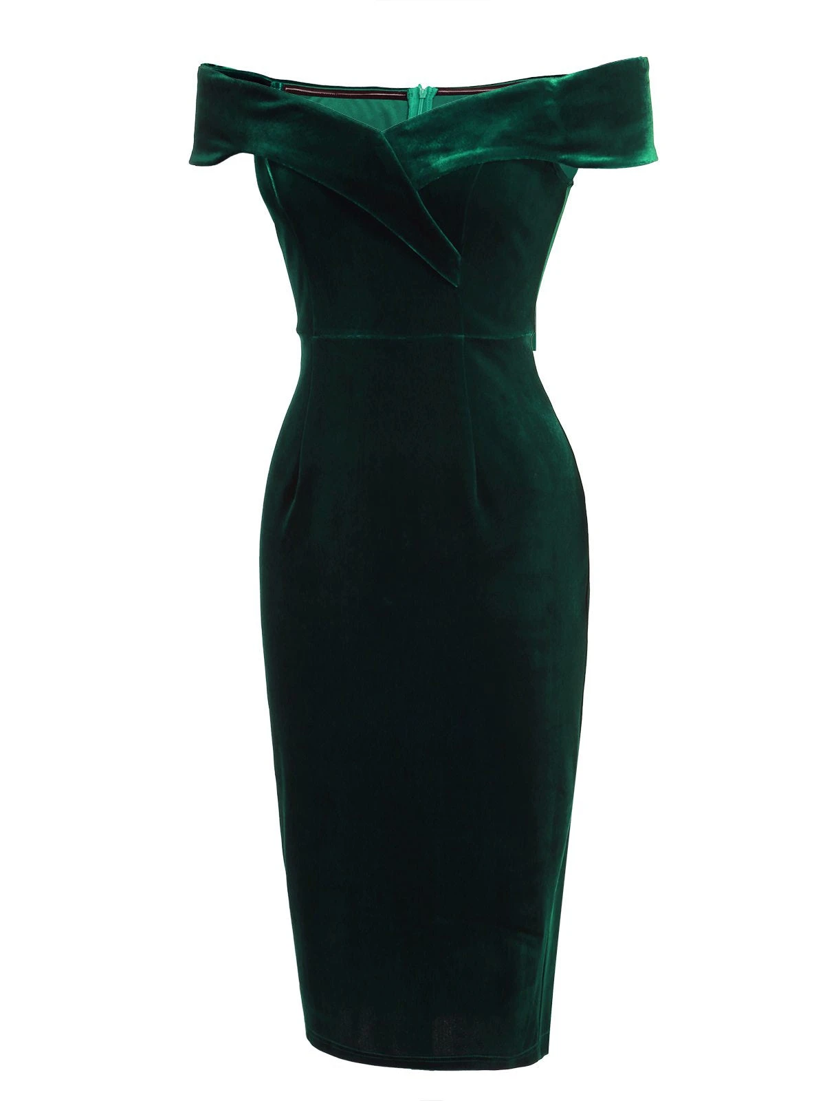 1960s Off Shoulder Velvet Bodycon Dress 6 1960s Off Shoulder Velvet Bodycon Dress - Image 4