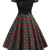 Plaids 1950s Lace Patchwork Swing Dress -BUNBUN Fancy Clothing Shop SCV010097 PAT1 1