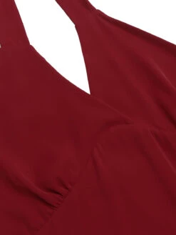 Red 1960s Solid Halter Bodycon Dress -BUNBUN Fancy Clothing Shop SCV012000 5