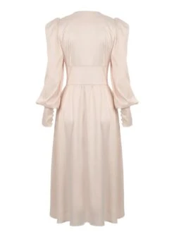 1940s Solid Silk Buttoned Tea Dress 13 1940s Solid Silk Buttoned Tea Dress -BUNBUN Fancy Clothing Shop SCV012767 3