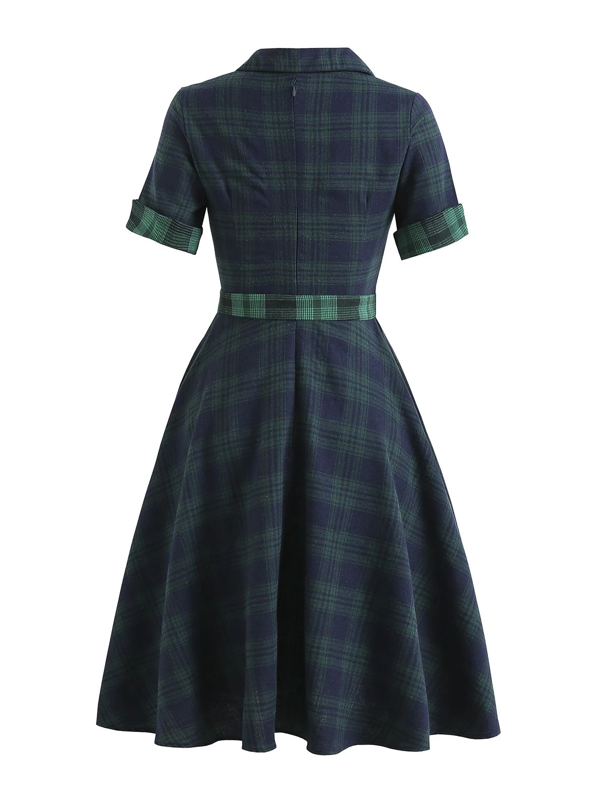 Plaids 1950s Buttoned Belted Swing Dress 4 Plaids 1950s Buttoned Belted Swing Dress - Image 2