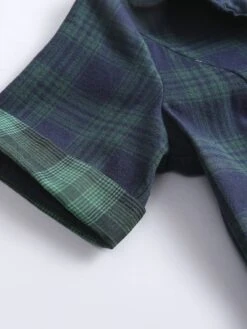 Plaids 1950s Buttoned Belted Swing Dress 16 Plaids 1950s Buttoned Belted Swing Dress -BUNBUN Fancy Clothing Shop SCV012900 6