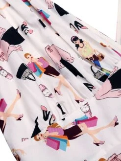 White 1950s Pleated Pockets Swing Dress -BUNBUN Fancy Clothing Shop SCV015901 5