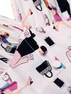 White 1950s Pleated Pockets Swing Dress -BUNBUN Fancy Clothing Shop SCV015901 6