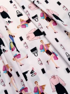 White 1950s Pleated Pockets Swing Dress -BUNBUN Fancy Clothing Shop SCV015901 8