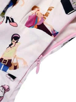 White 1950s Pleated Pockets Swing Dress -BUNBUN Fancy Clothing Shop SCV015901 9