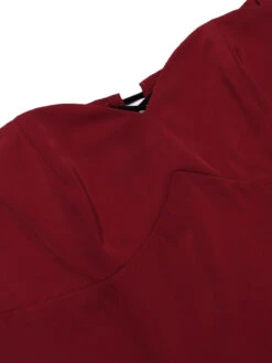 Wine Red 1950s Lace Solid Swing Dress -BUNBUN Fancy Clothing Shop SCV015968 4