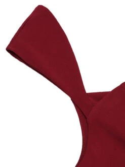 Wine Red 1950s Lace Solid Swing Dress -BUNBUN Fancy Clothing Shop SCV015968 5