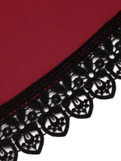 Wine Red 1950s Lace Solid Swing Dress -BUNBUN Fancy Clothing Shop SCV015968 9