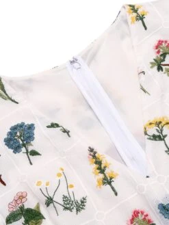 Blue 1950s Embroidery Pockets Swing Dress 15 Blue 1950s Embroidery Pockets Swing Dress -BUNBUN Fancy Clothing Shop SCV016183 4