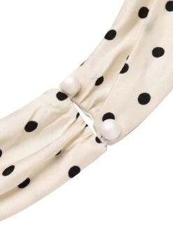 Ivory 1960s Polka Dot Halter Pencil Dress -BUNBUN Fancy Clothing Shop SCV016661 9