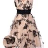 Nude 1950s Lace Butterfly Swing Vintage Dress -BUNBUN Fancy Clothing Shop SCV017386 01