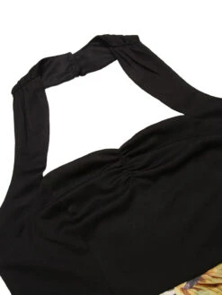 Black 1960s Halter Sunflower Pencil Dress -BUNBUN Fancy Clothing Shop SCV017753 4