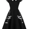 [Plus Size] Black 1950s Bat Swing Dress -BUNBUN Fancy Clothing Shop SCV018858 B