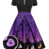 Purple 1950s Halloween Button Dress 2 Purple 1950s Halloween Button Dress -BUNBUN Fancy Clothing Shop SCV018989