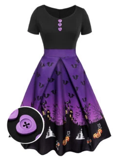 Black 1950s Halloween Button Dress -BUNBUN Fancy Clothing Shop SCV018989 6564f8dd 5077 4d0a 8048 f9feb0b5b46c