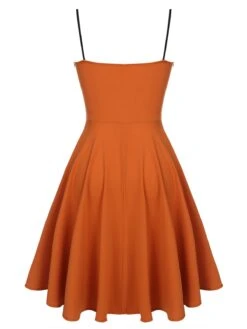 Orange 1950s Cape Pumpkin Swing Dress -BUNBUN Fancy Clothing Shop SCV019299 6