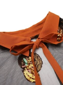 Orange 1950s Cape Pumpkin Swing Dress -BUNBUN Fancy Clothing Shop SCV019299 7