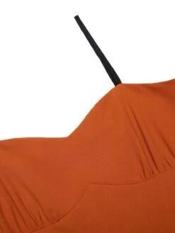 Orange 1950s Cape Pumpkin Swing Dress -BUNBUN Fancy Clothing Shop SCV019299 8