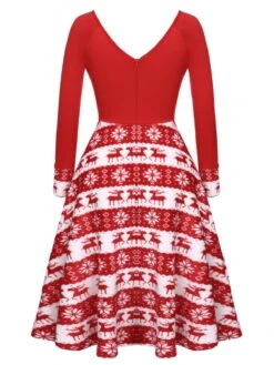 [US Warehouse] Red 1950s Christmas Patchwork Swing Dress -BUNBUN Fancy Clothing Shop SCV019964 3 13bfb215 a7f8 4e33 a7dd 29431b4fa9ba