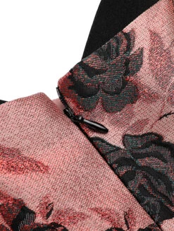 1950s Roses Embossed Satin Swing Dress -BUNBUN Fancy Clothing Shop SCV020972 5