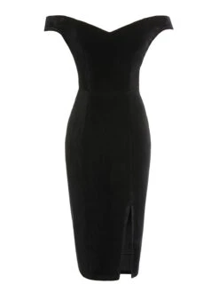 2PCS Black 1960s Solid Dress & Plush Cape -BUNBUN Fancy Clothing Shop SCV021040 4