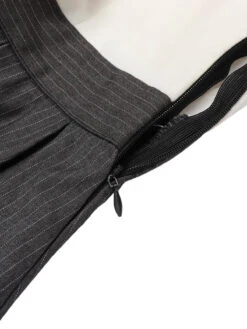 White & Gray 1950s Lace-Up Swing Dress -BUNBUN Fancy Clothing Shop SCV021041 6