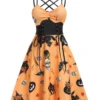 1950s Halloween Spaghetti Straps Corset Dress -BUNBUN Fancy Clothing Shop SCV021125