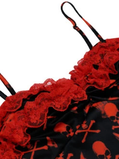 Black 1950s Skull Lace Strap Dress -BUNBUN Fancy Clothing Shop SCV021133 6