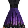 Purple 1950s Halloween Patchwork Dress -BUNBUN Fancy Clothing Shop SCV021146 PU