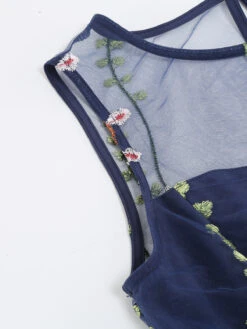 1950s Flower Gauze Sleeveless Swing Dress -BUNBUN Fancy Clothing Shop SCV021197 NB 4