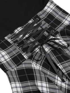 1950s Long Sleeve Patchwork Swing Dress -BUNBUN Fancy Clothing Shop SCV021198 B 4