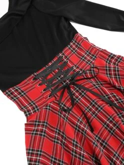 1950s Long Sleeve Patchwork Swing Dress -BUNBUN Fancy Clothing Shop SCV021198 R 4