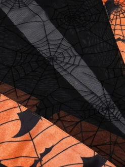 Orange Halloween Spider Sleeve Vintage Dress -BUNBUN Fancy Clothing Shop SCV021202 4