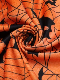Orange Halloween Spider Sleeve Vintage Dress -BUNBUN Fancy Clothing Shop SCV021202 5