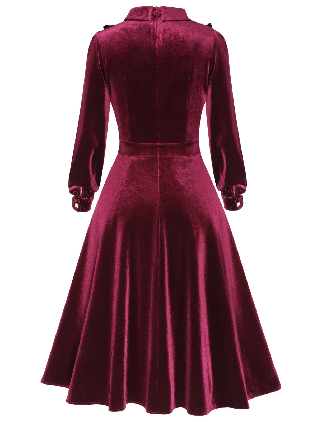 1950s Long Seelve Velvet Swing Dress 4 1950s Long Seelve Velvet Swing Dress - Image 2