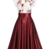 1950s Halloween Blood Bowknot Patchwork Dress