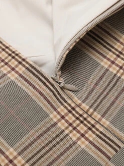 Gray 1960s Plaid Lace Pencil Dress 14 Gray 1960s Plaid Lace Pencil Dress -BUNBUN Fancy Clothing Shop SCV021260 GR5