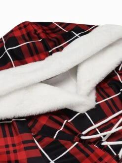 Red 1950s Plaid Lace-up Hooded Dress 15 Red 1950s Plaid Lace-up Hooded Dress -BUNBUN Fancy Clothing Shop SCV021323 R 5