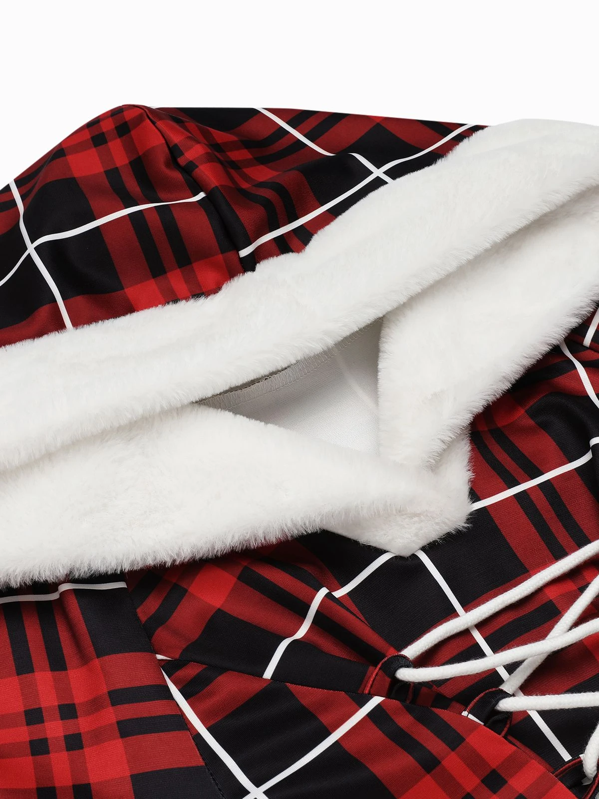 Red 1950s Plaid Lace-up Hooded Dress 8 Red 1950s Plaid Lace-up Hooded Dress - Image 6