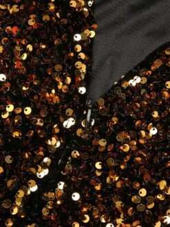 Black 1950s Gold Glitter Patchwork Dress -BUNBUN Fancy Clothing Shop SCV021327 B 5