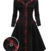 Black 1950s Plaid Hooded Swing Dress -BUNBUN Fancy Clothing Shop SCV021329