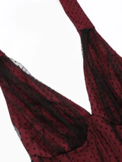 Red 1950s Dots Mesh Swing Dress -BUNBUN Fancy Clothing Shop SCV021336 DR 4