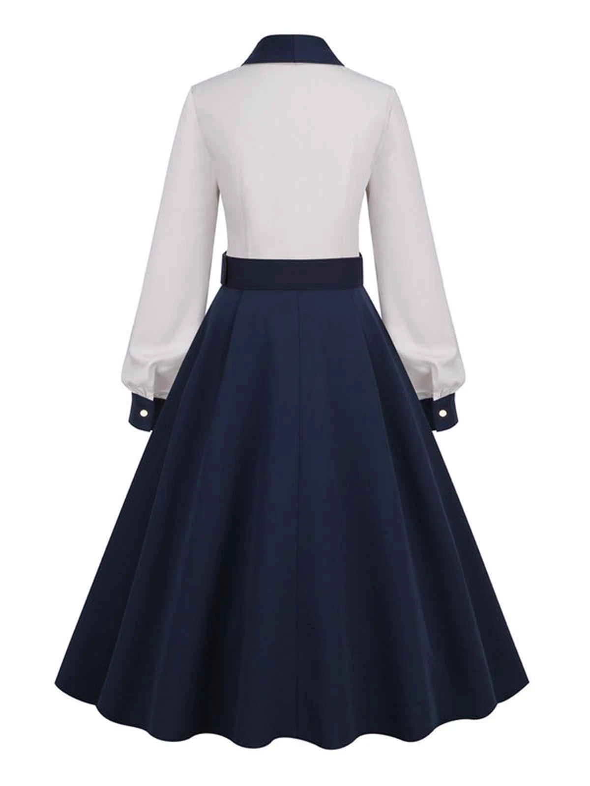 Blue & White 1950s Solid Patchwork Dress 5 Blue & White 1950s Solid Patchwork Dress - Image 3