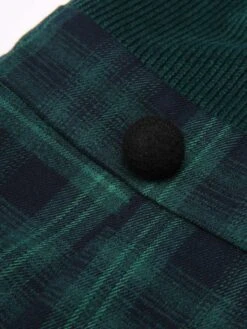 Green 1930s Plaid Turtleneck Fishtail Dress -BUNBUN Fancy Clothing Shop SCV021392 G5