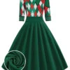 Green 1950s Christmas Plaid Patchwork Dress -BUNBUN Fancy Clothing Shop SCV021400 G 1 96e3c82d dbd6 4e6c 9a7b 3d47ba2e33f5